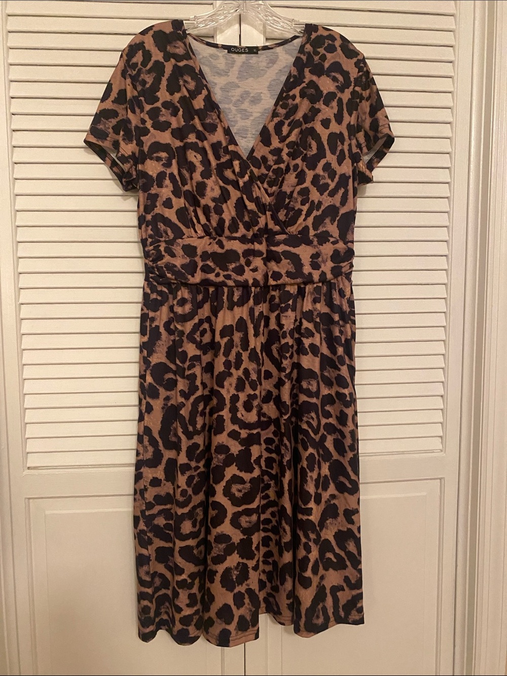 Leopard-Print Wrap Dress in Brown and Black